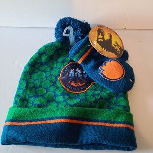 JURASSIC WORLD CAMP CRETACEOUS HAT MITTEN SET BLUE/GREEN/MULTI TODDLER BOY 2T-4T